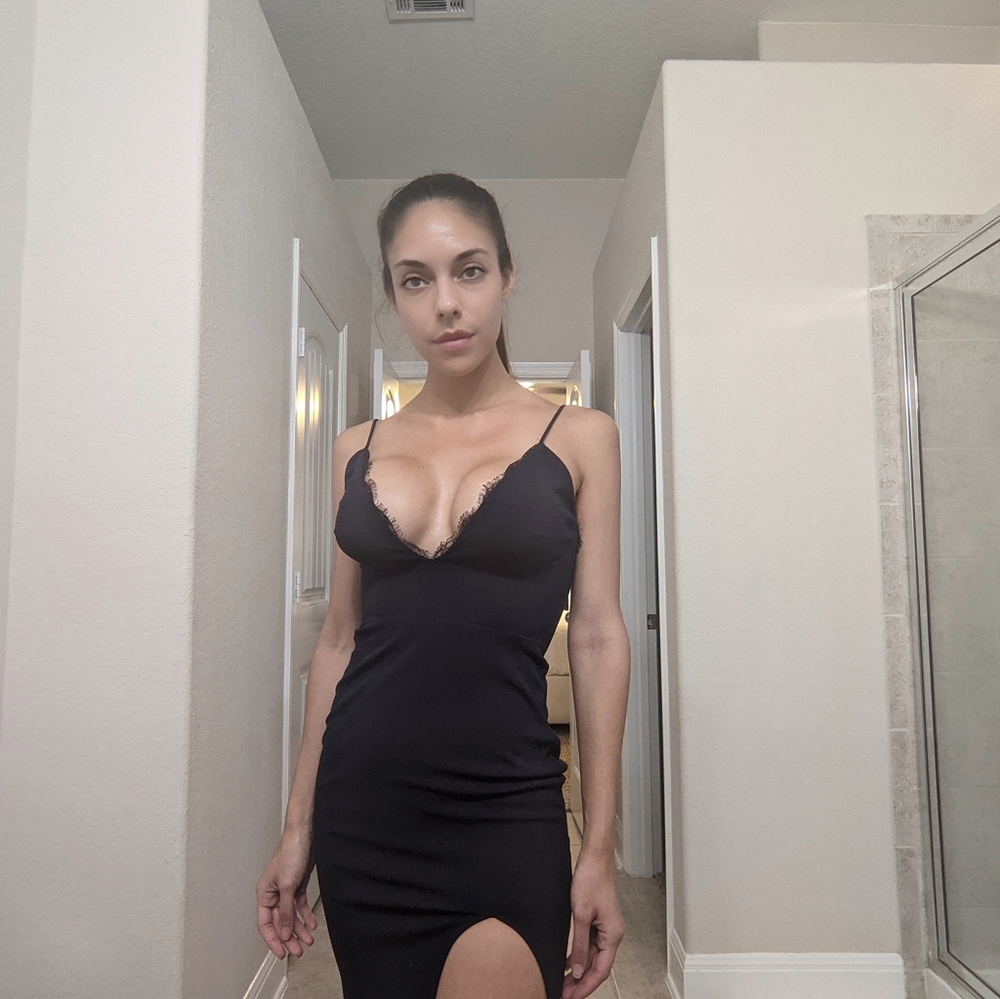 Katie May Plunge Gown High Slit Open Back